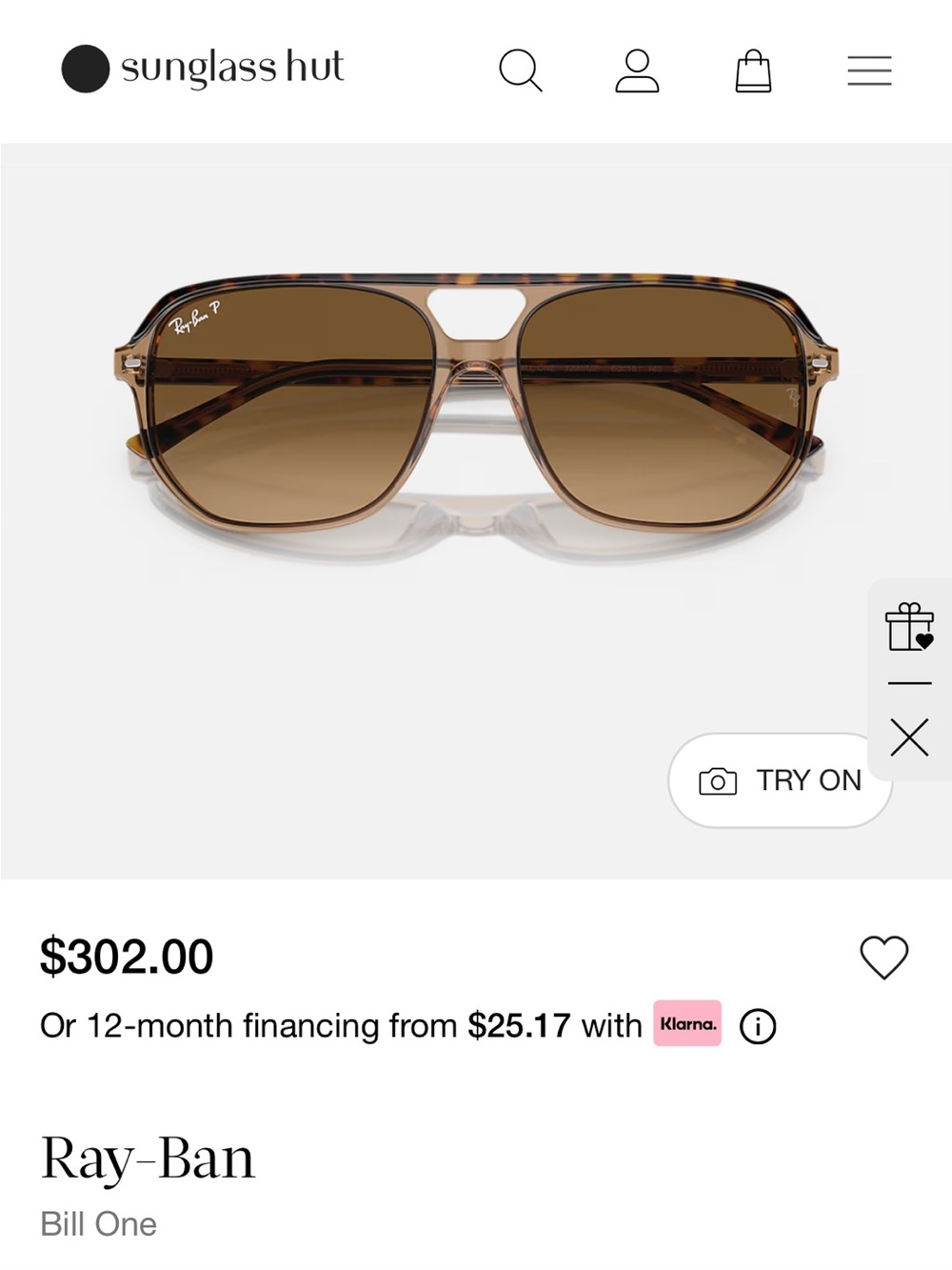 Ray-Ban Bill One Transparent Tortoise Frame with Brown Lenses